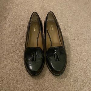 Black Clarks chunky heels